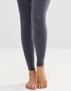 Plush Fleece Lined Footless Tights - Gray