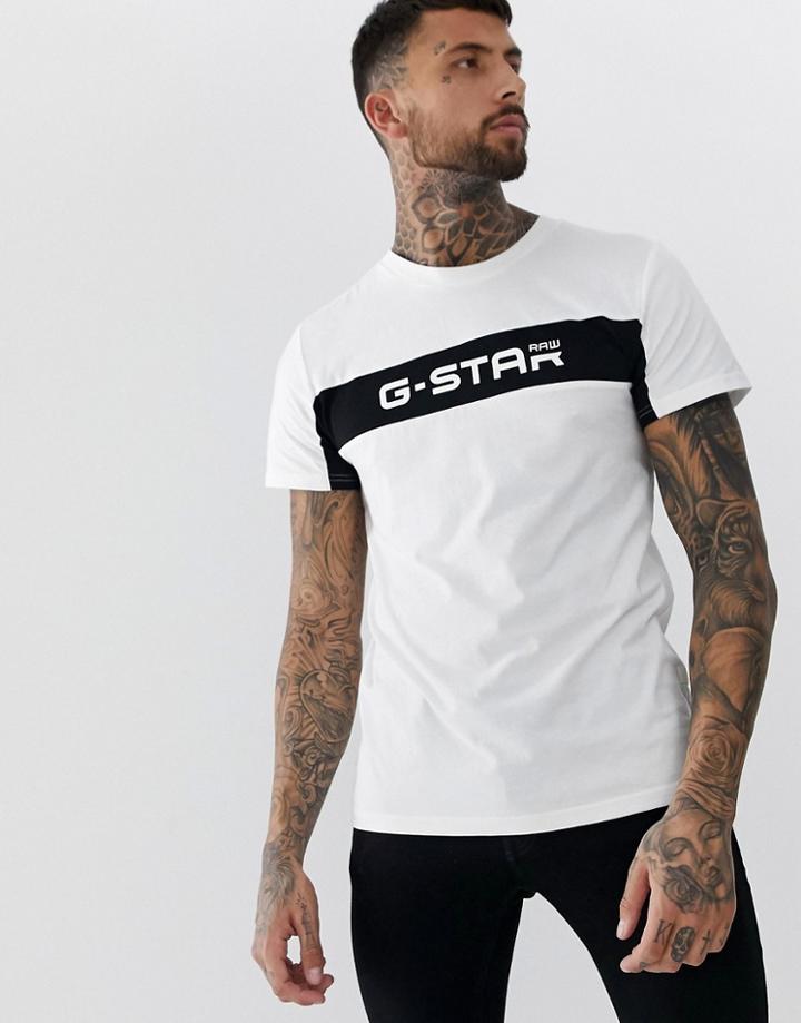 G-star Graphic Logo Panel T-shirt In White - White