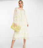 Y.a.s Exclusive Plisse Midi Dress With Tiering In Neutral Animal Print-multi