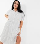 Influence Plus Tiered Shirt Dress In White Polka Dot