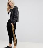 Asos Petite Easy Peg Pants With Animal Side Stripe - Black
