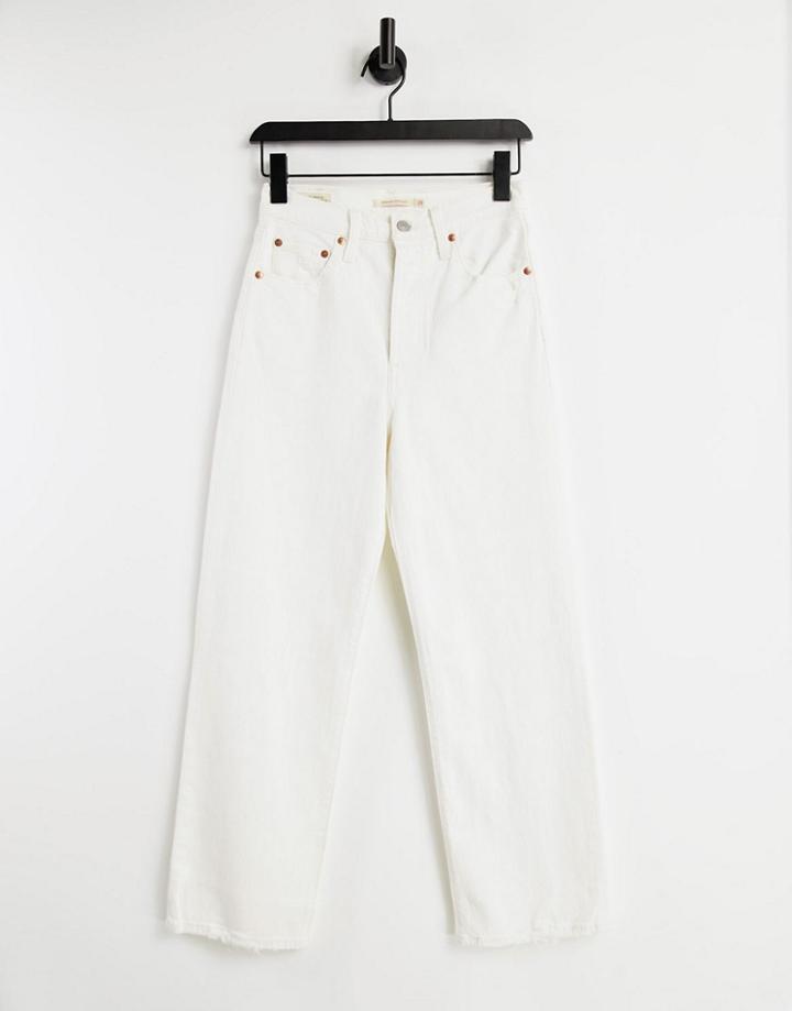 Levi's Ribcage Straight Leg Ankle Grazer Jeans In Ecru-white