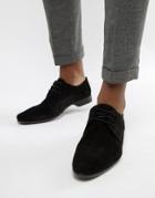 Asos Design Derby Shoes In Black Suede - Black