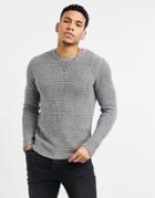 Only & Sons Textured Crew Neck Sweater In Gray-grey