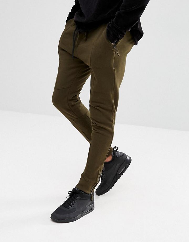 Stradivarius Skinny Joggers In Khaki - Green
