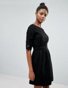 Vila Gathered Waist Dress - Black