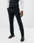 Asos Design Wedding Slim Suit Pants In Black 100% Wool