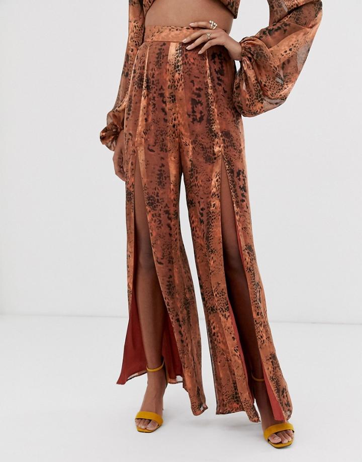 Asos Design Snake Print Burn Out Stripe Pants Two-piece-multi