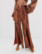 Asos Design Snake Print Burn Out Stripe Pants Two-piece-multi