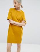Asos Lightweight Sweat T-shirt Dress - Yellow
