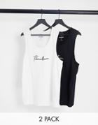 Threadbare Jackfruit 2 Pack Lounge Tank Tops With Script Logo In Black And White