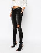 Noisy May Eve Super Skinny Destoyed Jean - Black