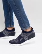 Boss Knitted Ankle Sneakers In Navy - Navy