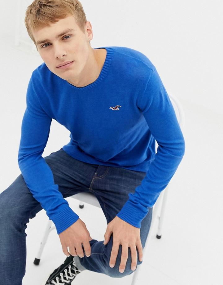 Hollister Crew Neck Logo Sweater - Gray