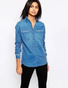 Pepe Jeans Carla Denim Shirt With White Piping - 561indigo