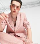 Reclaimed Vintage Inspired Limited Edition Satin Blazer In Pink Floral Jacquard