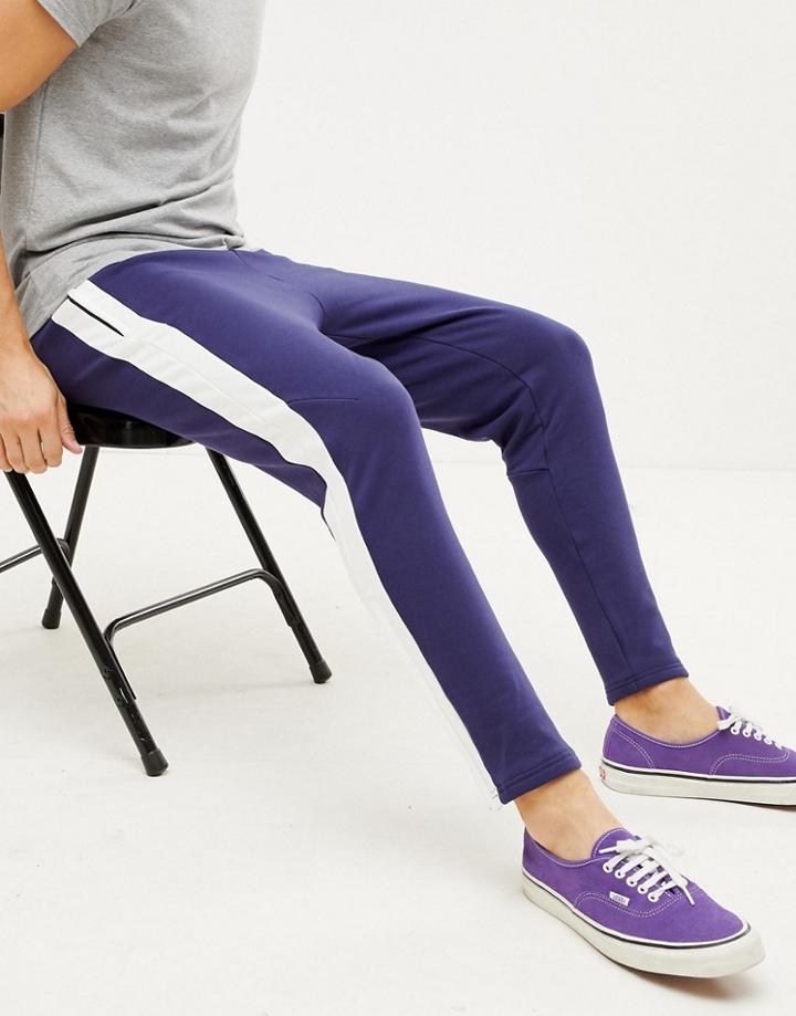 Sixth June Skinny Joggers In Blue With Side Stripe - Blue