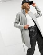 Vila Wrap Coat In Gray-neutral