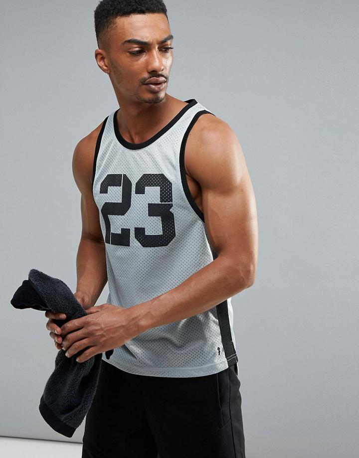 New Look Sport Mesh Boxing Tank In Gray - Gray