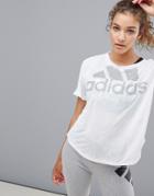 Adidas Training Logo Tee In White - White