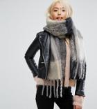 Stitch & Pieces Brushed Check Scarf In Monochrome - Multi