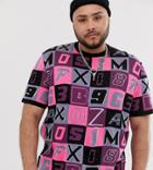 Asos Design Plus Knitted T-shirt In Letter Design-pink