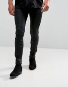 Asos Design Super Skinny Jeans In Coated Black - Black