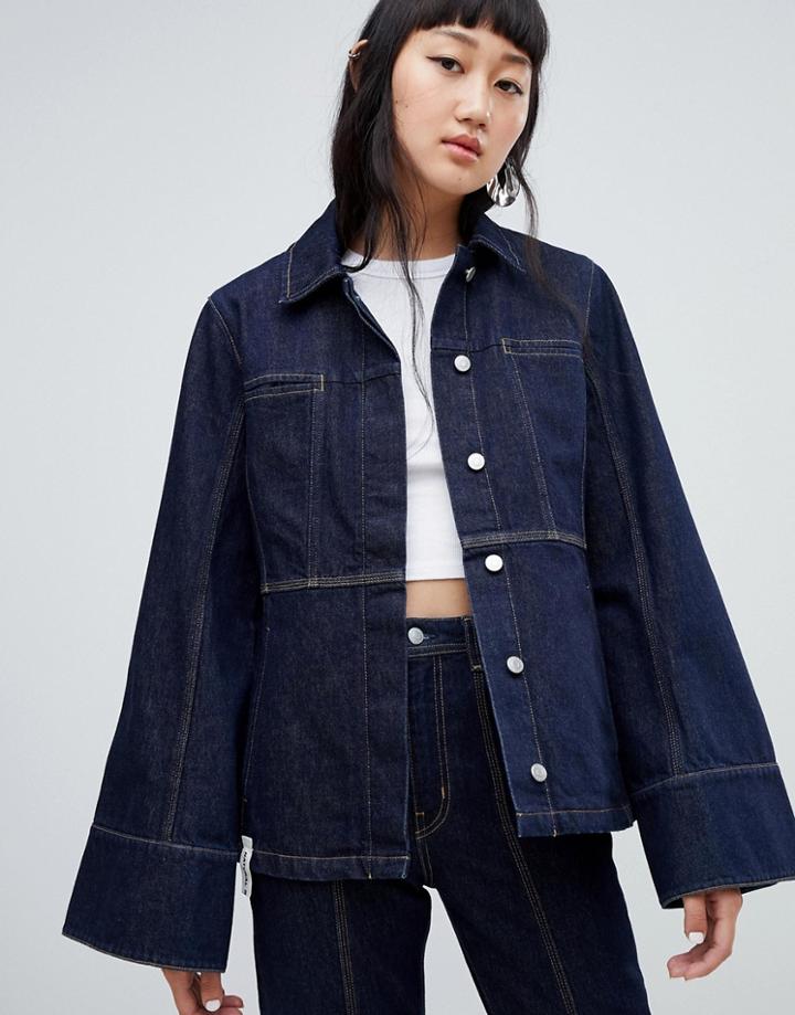 Weekday Limited Collection Seamed Denim Coach Jacket - Blue