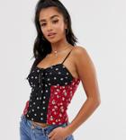 Fashion Union Petite Cami Top In Mixed Print - Multi