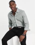 Asos Design Smart Linen Shirt In Smokey Green