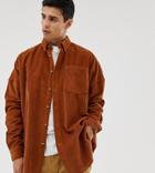 Collusion Oversized Cord Shirt In Tan-brown
