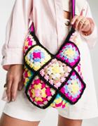 My Accessories London Crochet Crossbody Bag In Multicolor