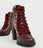 New Look Chunky Croc Heeled Boot In Dark Red