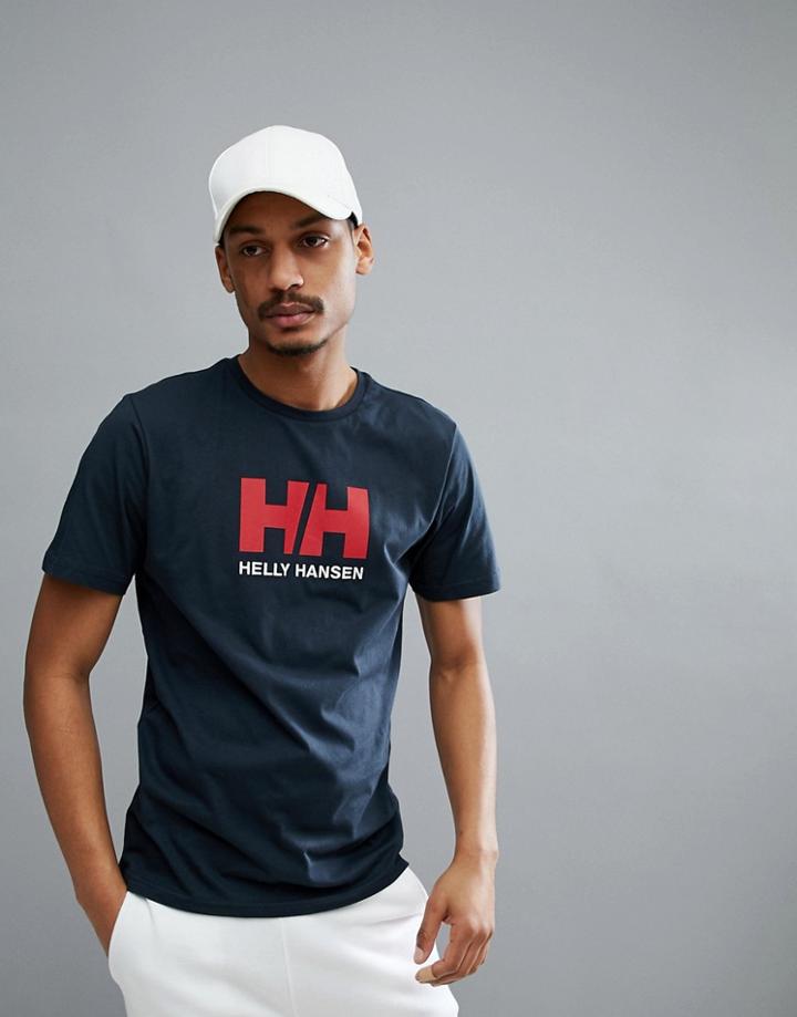 Helly Hansen Logo T-shirt In Navy - Navy