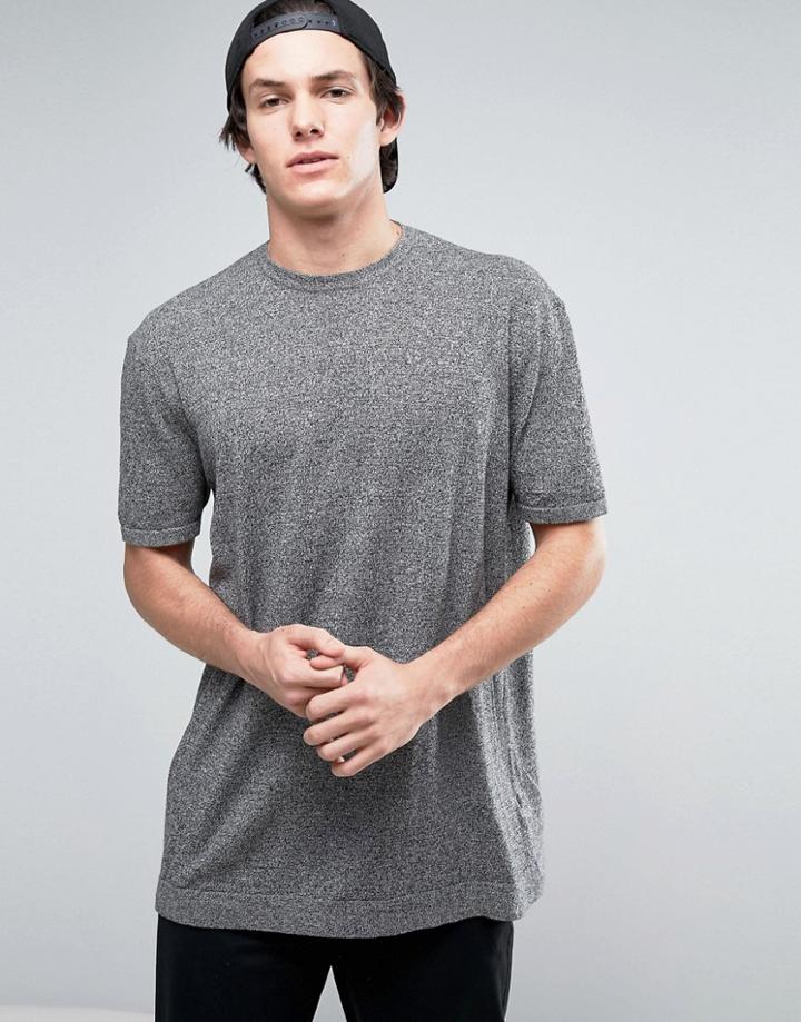 Asos Oversized Knitted T-shirt In Gray Twist - Gray