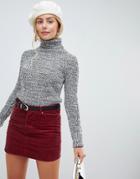 Brave Soul Issue Roll Neck Longline Sweater - Black