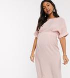 Asos Design Maternity Wiggle Midi Dress In Blush-pink