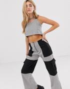 The Ragged Priest Crop Top In Check Two-piece - Gray