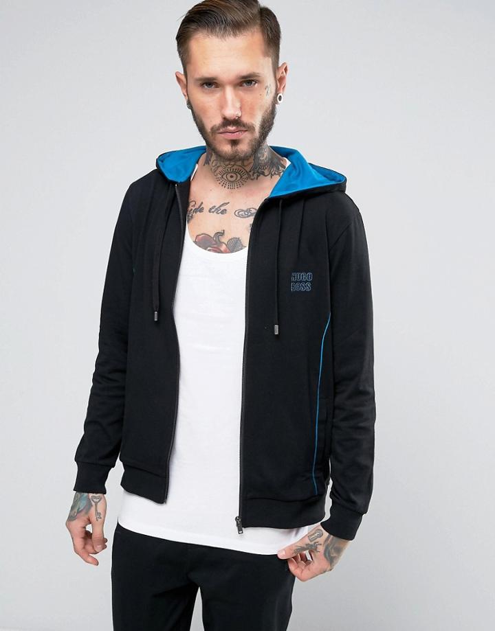 Boss By Hugo Boss Zip Thru Hoodie In Regular Fit Black - Black