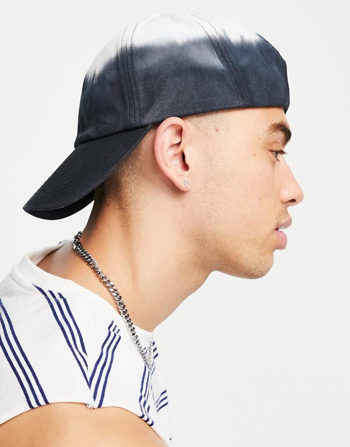 Jack & Jones Baseball Cap In Black Tie Dye