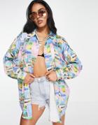 Asos Design Beach Shirt In Postcard Print-multi