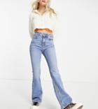 New Look Petite Flare Jeans In Light Blue-blues