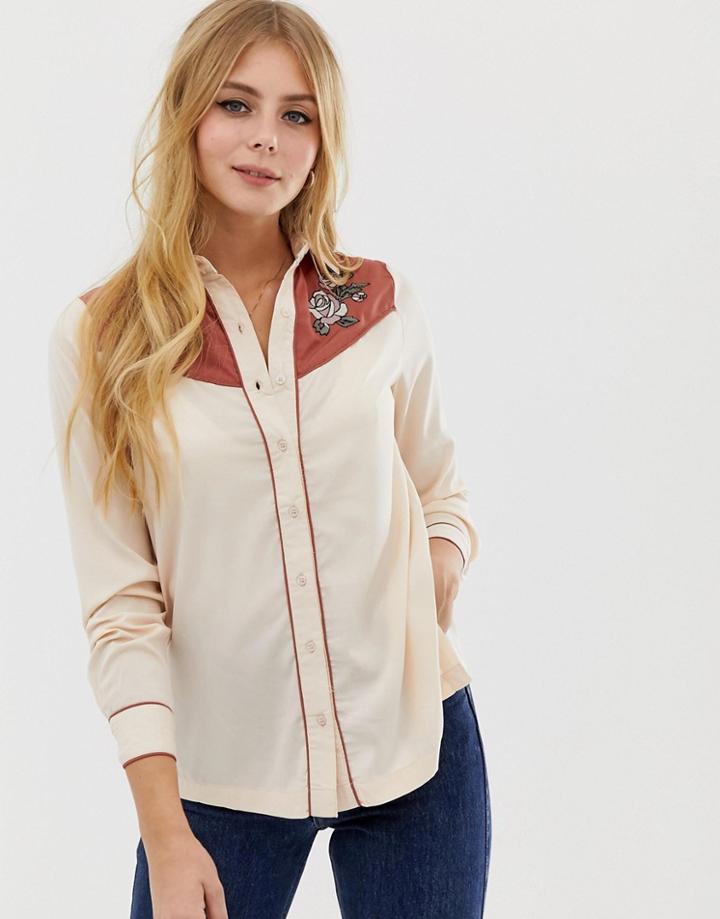 Brave Soul Shirt With Bird Print In Orange - Orange