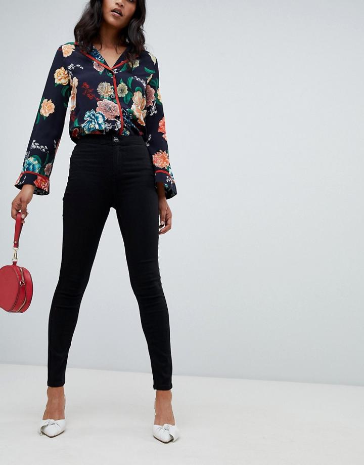 Lipsy High Waisted Skinny Jeans In Black - Black