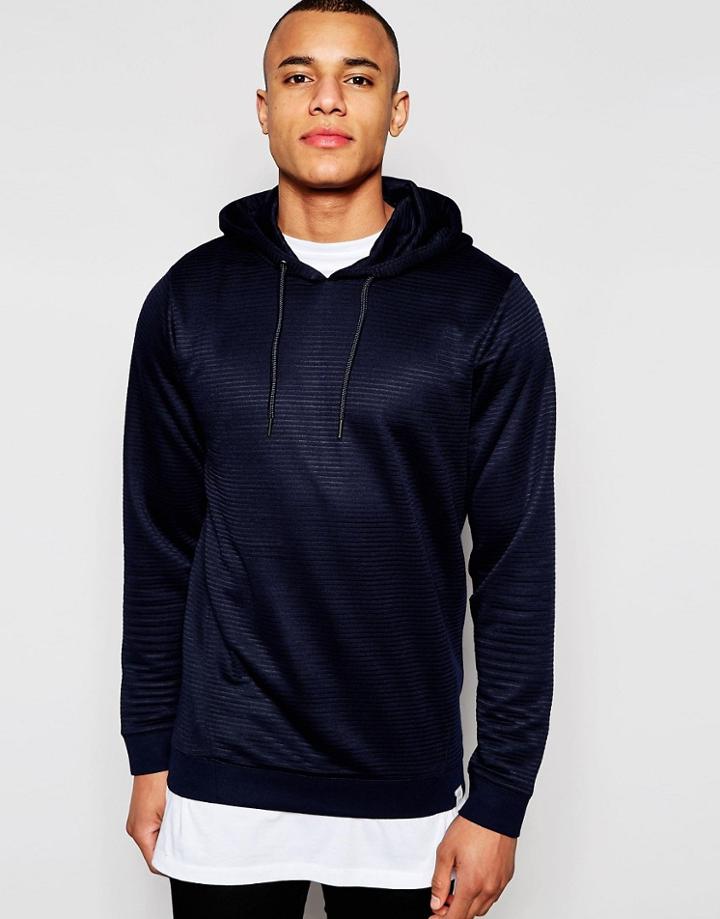 Jack & Jones Textured Overhead Hoodie - Navy