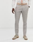 Celio Slim Fit Linen Suit Pants In Stone - Stone