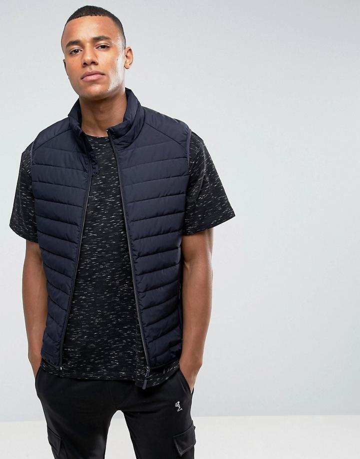 Celio Padded Vest In Navy - Navy