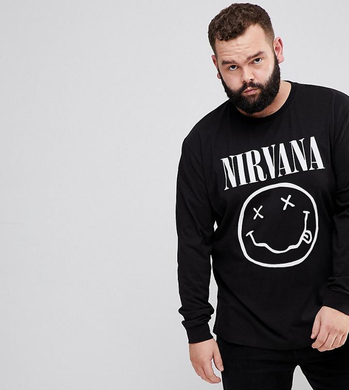 Asos Plus Nirvana Long Sleeve T-shirt - Black