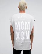 Asos Super Oversized Sleeveless T-shirt With Chest And Back Print In W