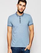 Boss Orange Polo Shirt With Jaquard Collar In Blue - Blue